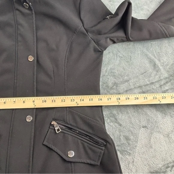 Eliza J Jacket Women’s XS Trench Coat Midi Classic Preppy Fleece Lined Zip Black - Picture 11 of 15